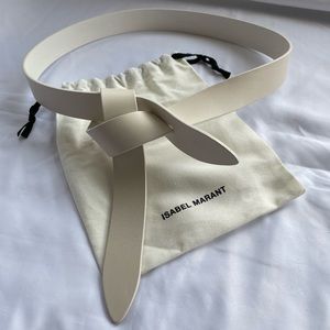 Isabel Marant Women's White Lecce Leather Wrap Belt Size M